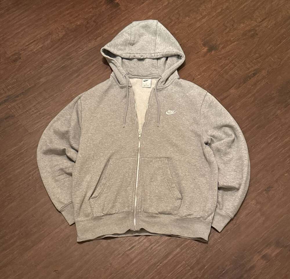 Nike Full-Zip Hoodie Size M Grey Fleece Sweatshirt